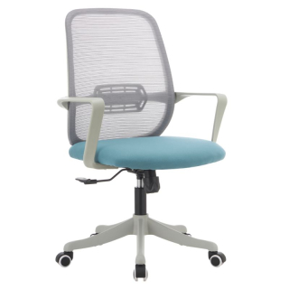 Kancelárske kreslo, modrá látka, sivá sieťovina