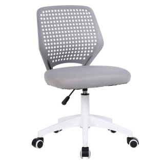 Štýlová otočná stolička sivá sieťovina, biely plast
