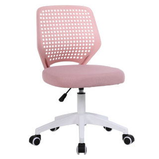 Štýlová otočná stolička ružová sieťovina, biely plast