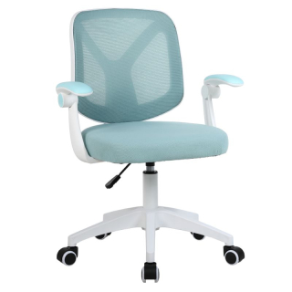 Praktické kancelárske kreslo, modrá látka, biely plast