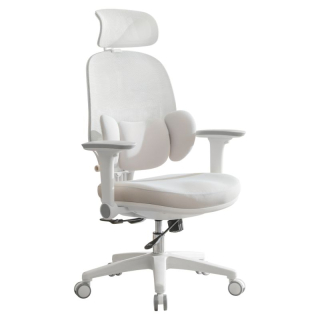 Ergonomické kancelárske kreslo, sivá a biela látka, plast