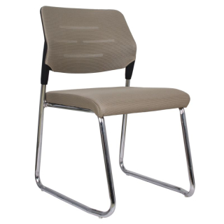 Zasadacia stolička, svetlohnedá sieťovina, kov chróm