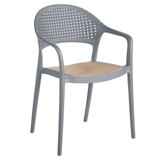 Stohovateľná stolička sivá, béžová z plastu