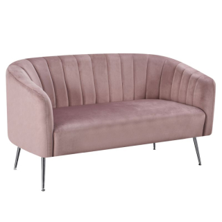 Dizajnový 2-sed, ružový Velvet s chrómovými nohami
