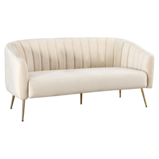 Dizajnový 3-sed, béžový Velvet so zlatými nohami