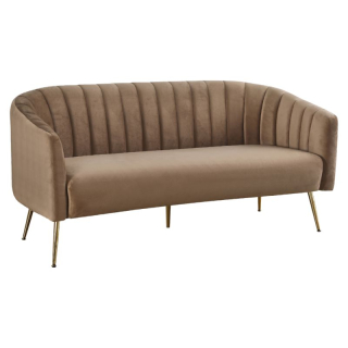 Dizajnový 3-sed, hnedý Velvet so zlatými nohami