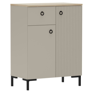 Komoda 2D1S, sivohnedá Taupe, dub silverjack, kombinovaná