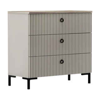 Komoda 3S, sivohnedá Taupe, dub silverjack, 3-zásuvková