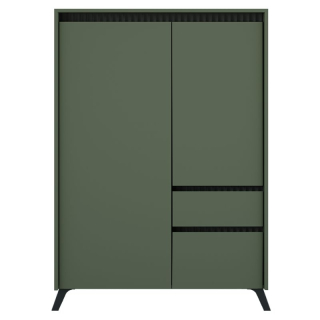 Komoda REG2D1S1K, smoke zelená, čierna, kombinovaná