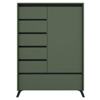 Komoda REG1D5S1K, smoke zelená, čierna, kombinovaná