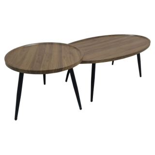 Set 2 konferenčných stolíkov, dub, čierny, v industriálnom štýle