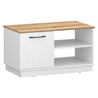 Konferenčný stolík 1D, biely, dub evoke, úložný priestor