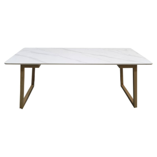 Konferenčný stolík, biely mramor, buk, kamenná doska