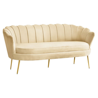 Luxusná pohovka, 3-sed, béžová Velvet látka, zlaté nohy