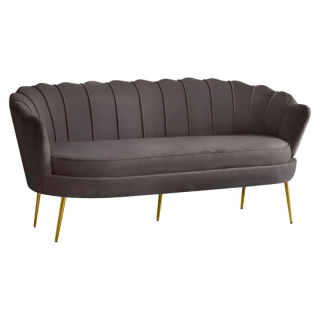 Luxusná pohovka, 3-sed, sivohnedá Velvet látka, zlaté nohy