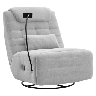 Luxusné otočné relaxačné kreslo, svetlosivá látka, hojdacia funkcia