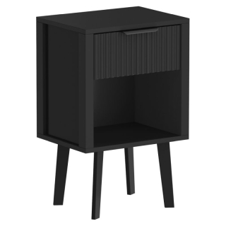 Moderný nočný stolík čierny, so zásuvkou a poličkou