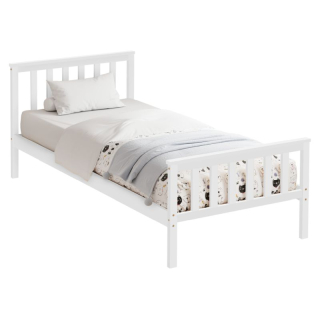 Praktická posteľ 90x200 s roštom, biela, borovicové drevo