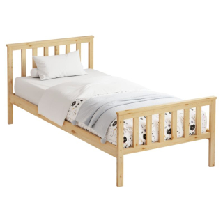 Praktická posteľ 90x200 s roštom, prírodná, borovicové drevo