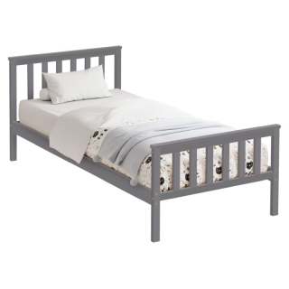 Praktická posteľ 90x200 s roštom, sivá, borovicové drevo