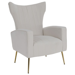 Nadčasové relaxačné kreslo, béžová Velvet látka, zlaté nohy