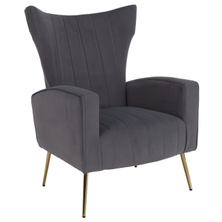 Nadčasové relaxačné kreslo, sivá Velvet látka, zlaté nohy