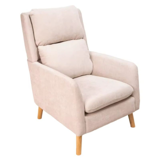 Relaxačné kreslo, béžová látka, nohy masív