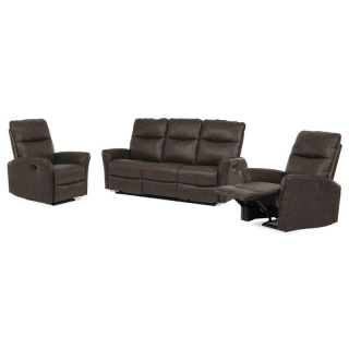 Polohovacia sedacia súprava, tmavohnedá, látka vintage