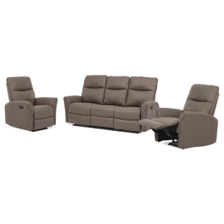 Polohovacia sedacia súprava, hnedá, látka vintage