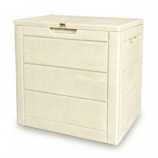 Záhradný úložný box, béžový, 120 l, s dekorom dreva