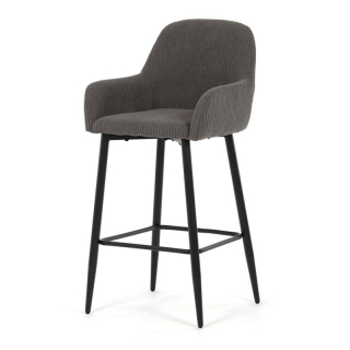 Moderná barová stolička, sivá manšestrová látka
