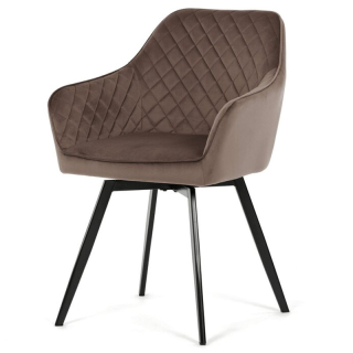 Exkluzívna otočná stolička, hnedá zamatová látka