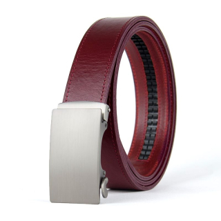 Opasok z pravej kože s automatickou prackou ARGENTUM, Bordový