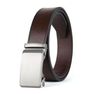 Opasok z pravej kože s automatickou prackou AUREX, Tmavo hnedý