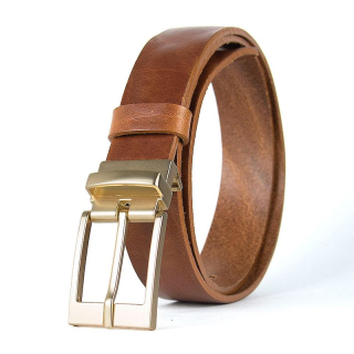 Kožený opasok s dezénom AURELIA, šírka 3,3 cm, hnedý