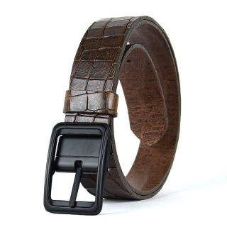 Kožený opasok s dezénom BLACKFORGE CROCO, šírka 3,3 cm, Tmavo hnedý