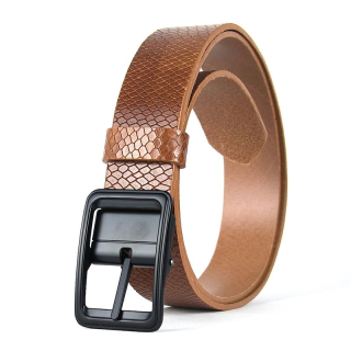 Kožený opasok s dezénom BLACKFORGE SNAKE, šírka 3,3 cm, hnedý