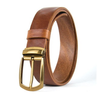 Kožený opasok s dezénom HERITAGE, šírka 3,3 cm, hnedý