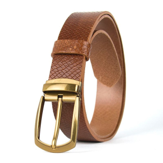 Kožený opasok s dezénom HERITAGE SNAKE, šírka 3,3 cm, hnedý