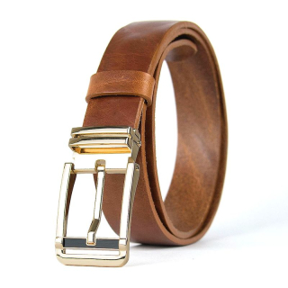 Kožený opasok s dezénom IRON VEIL, šírka 3,3 cm, hnedý