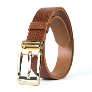 Kožený opasok s dezénom IRON VEIL SNAKE, šírka 3,3 cm, hnedý