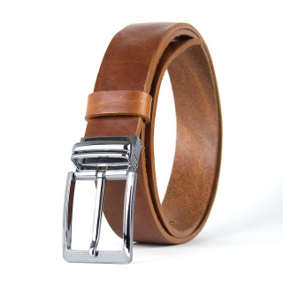 Kožený opasok s dezénom OBSIDIAN, šírka 3,3 cm, hnedý