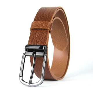 Kožený opasok s dezénom ONYX EDGE SNAKE, šírka 3,3 cm, hnedý