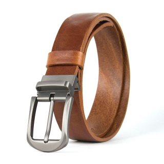 Kožený opasok s dezénom STEEL NOVA, šírka 3,3 cm, hnedý