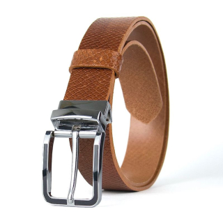 Kožený opasok s dezénom STRIKE SNAKE, šírka 3,3 cm, hnedý