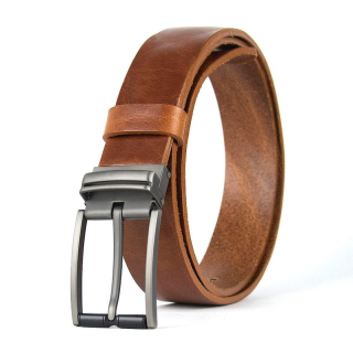 Kožený opasok s dezénom TITAN SHADOW, šírka 3,3 cm hnedý