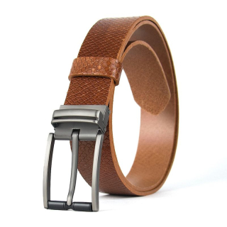 Kožený opasok s dezénom TITAN SHADOW SNAKE, šírka 3,3 cm, hnedý