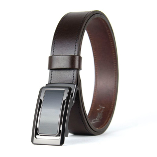 Opasok z pravej kože s brzdou, 3,5 cm, GRAPHITE CORE, Tmavo hnedý