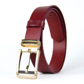 Kožený opasok IRON VEIL, šírka 3,3 cm, Bordový