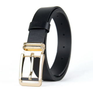 Kožený opasok IRON VEIL, šírka 3,3 cm, Čierny